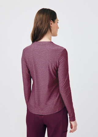 Heather Wine VIBE 1-Pocket Long-Sleeve Tee Scrubs
