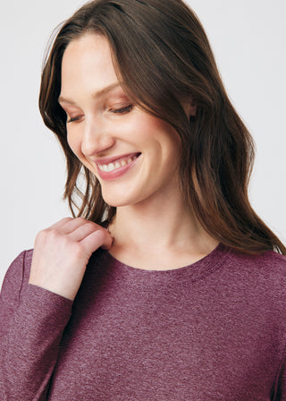 Heather Wine VIBE 1-Pocket Long-Sleeve Tee Scrubs