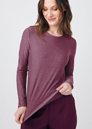 Heather Wine VIBE 1-Pocket Long-Sleeve Tee Scrubs