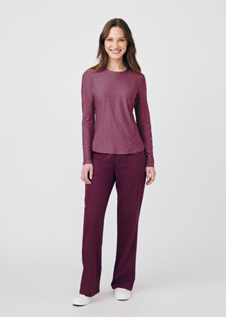Heather Wine VIBE 1-Pocket Long-Sleeve Tee Scrubs