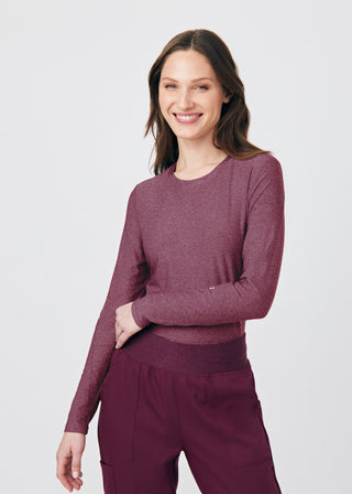 Heather Wine VIBE 1-Pocket Long-Sleeve Tee Scrubs